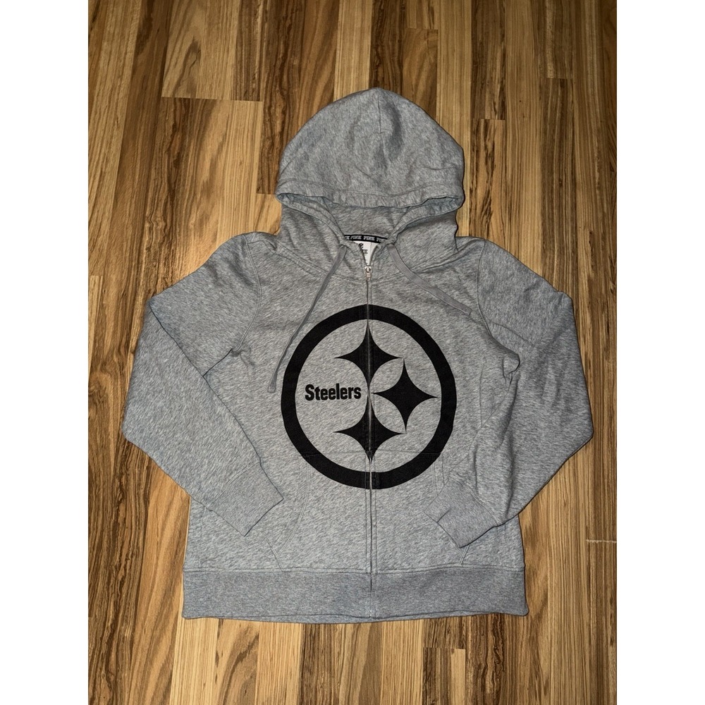 Victoria's Secret Pink Pittsburgh Steelers Fantasy Player Zip Up Hoodie Sz L